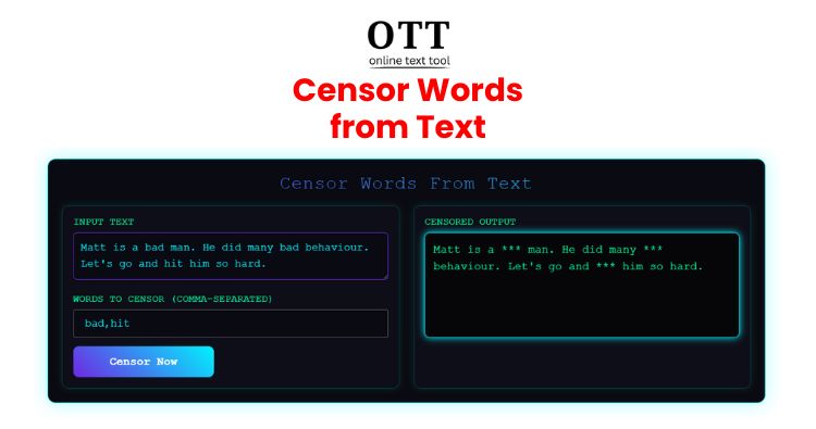 Censor Words From Text Online | Online Text Tool