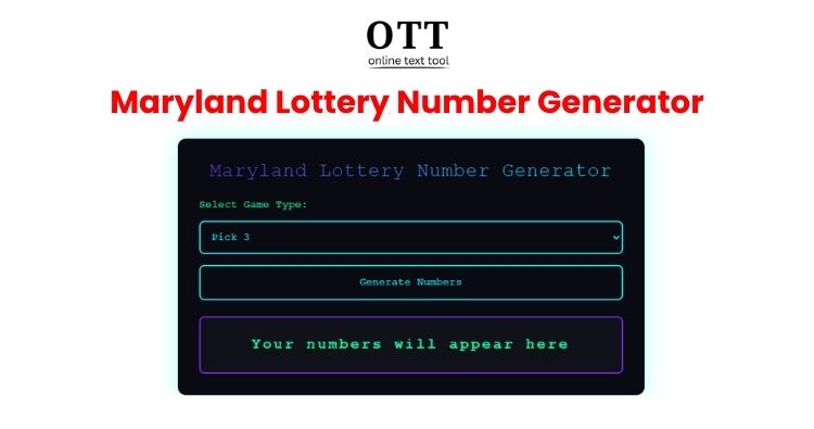Maryland Lottery Number Generator - Online Text Tool
