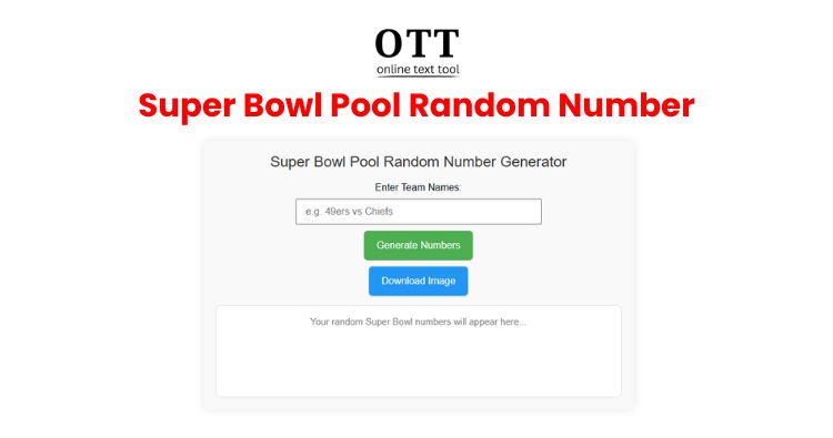 Super Bowl Pool Random Number Generator